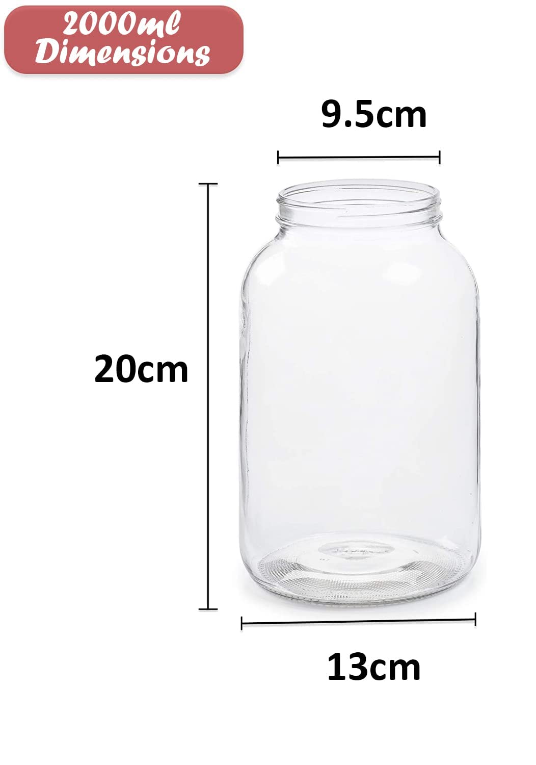 Feelopie Piramal Glass Jar 2000 ml Round pickle Jars for kitchen home storage Transparent airtight Glass Containers for Kitchen